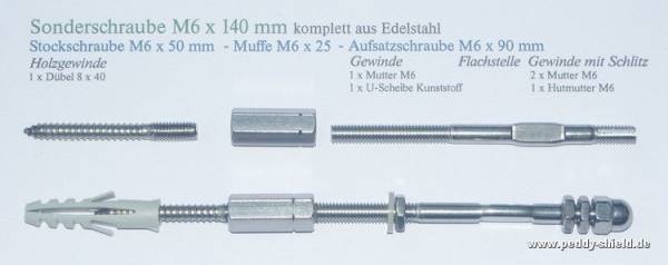 Zusatzartikel Sonderschraube M6x140 mm - Edelstahl