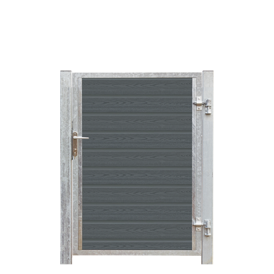 Plus Artura WPC Tor rechts 99x134 cm + 16 cm Pfosten Schiefergrau /feuerverzinkt