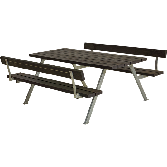 Plus Alpha Sitzgruppe m/2 Rückenlehnen 177x185x73/45 cm. recycelter Kunststoff schwarz