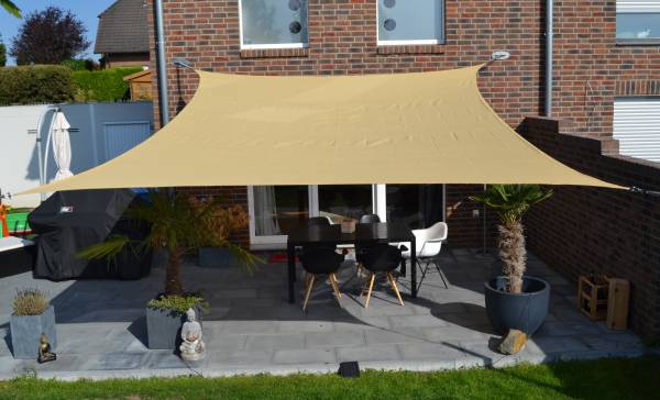 Vierecksonnensegel 400 x 500 cm - HDPE - Farbe weizen