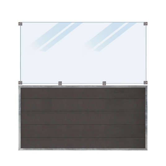 Plus Futura WPC Zaun mit mattes Glas - 180x180 cm