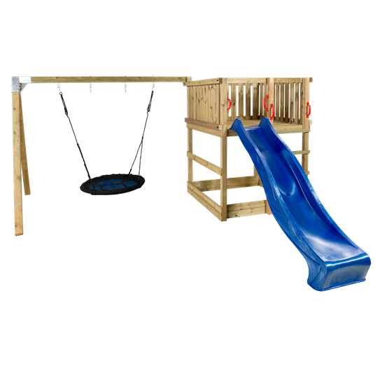 Plus Play Spielturm mit Schaukelständer einschl. blauer Rutsche