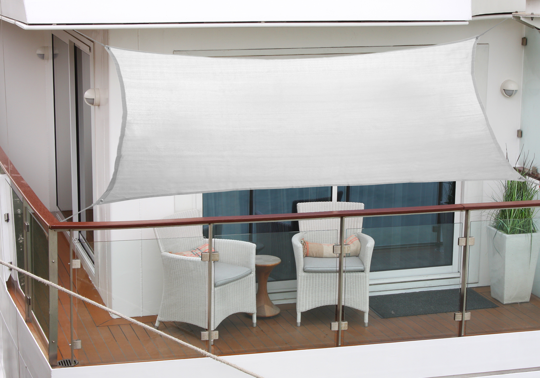 BalkonSonnensegel 270 x 140cm silbergrau Polyesterstoff HolidayGarden