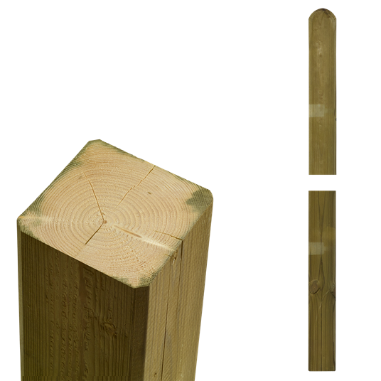Plus Multi Vollholzpfosten Kopf gerundet 88x88mm x268cm