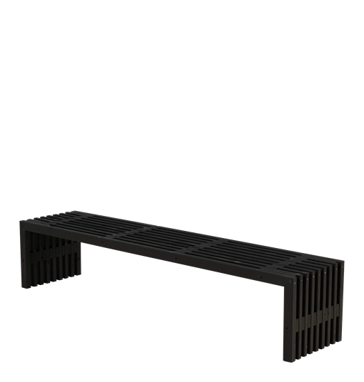 Plus Rustik Lattenbank Design 218x49x45cm - farbgrundiert schwarz
