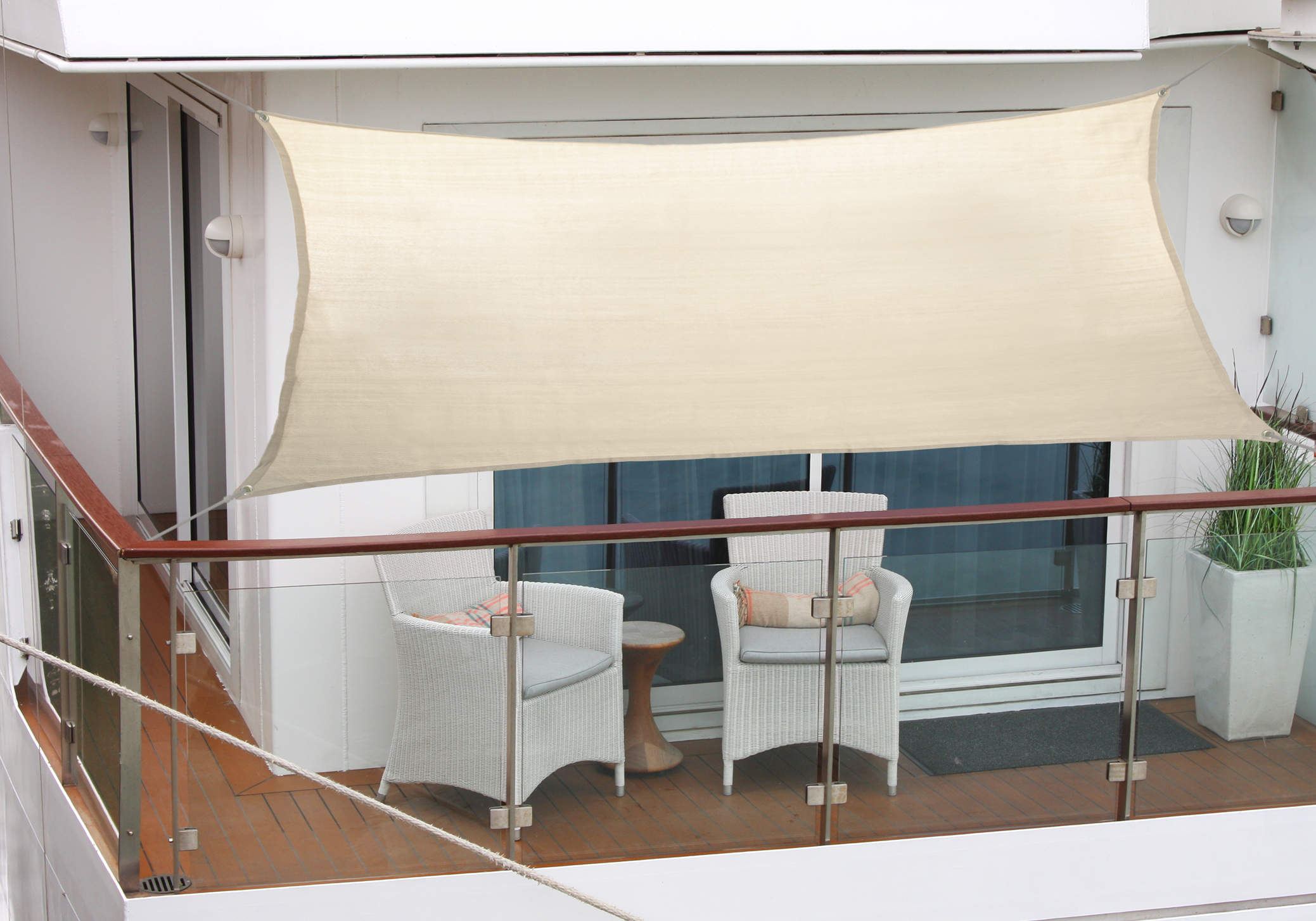 Balkon-Sonnensegel 270 x 140cm elfenbein Polyesterstoff | HolidayGarden