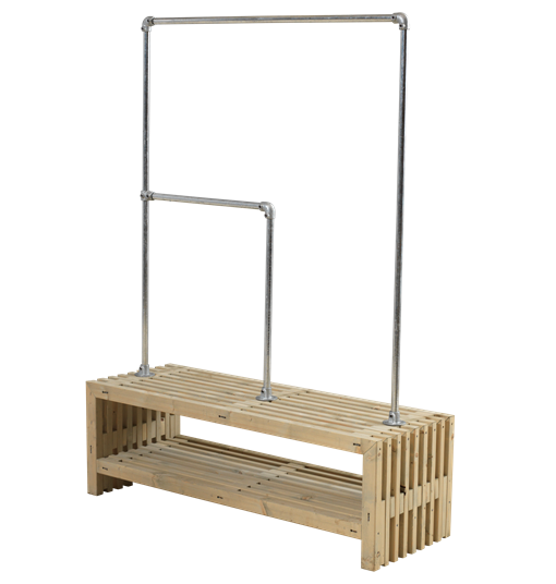 Plus Rustik Latten Garderobe Design 138x49x45 cm farbgrundiert Treibholz
