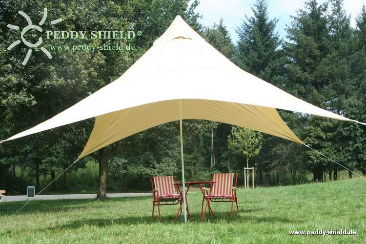 Camping-Freizeit-Sonnensegel Pyramide 400 x 400 cm - Farbe hell elfenbein |  HolidayGarden