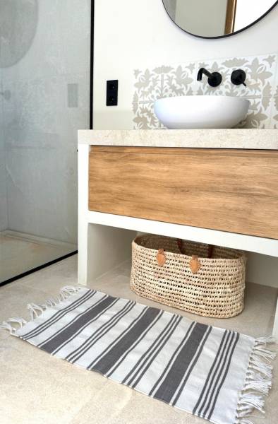 Fußmatte mit fransösichem Streifen 50 cm x 80 cm