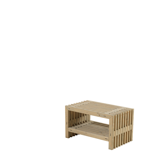 Plus Rustik Lattenhocker Design 80x49x45cm m/Regal - farbgrundiert Treibholz