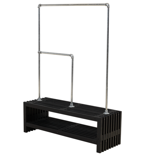 Plus Rustik Latten Garderobe Design 138x49x45 cm farbgrundiert schwarz