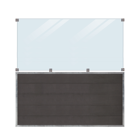 Plus Futura WPC Zaun mit Glas - 180x180 cm