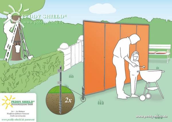 Schraub-Erdanker für Paravent - 2 Stück