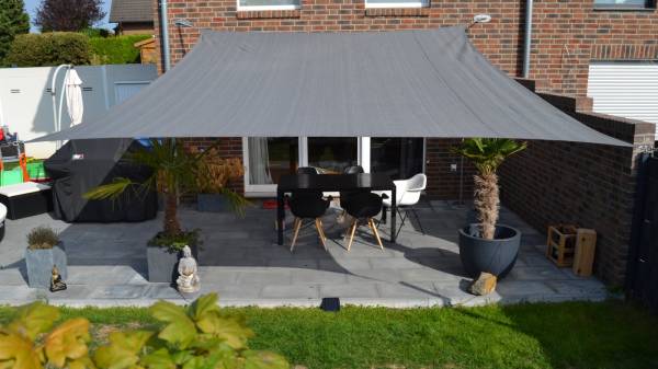 Vierecksonnensegel 400 x 500 cm - HDPE - Farbe silbergrau