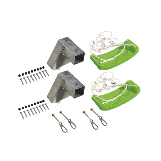 Plus CUBIC Schaukel Kit m/Ecken, Grüne Schaukelsitze und Karabineraufhängung